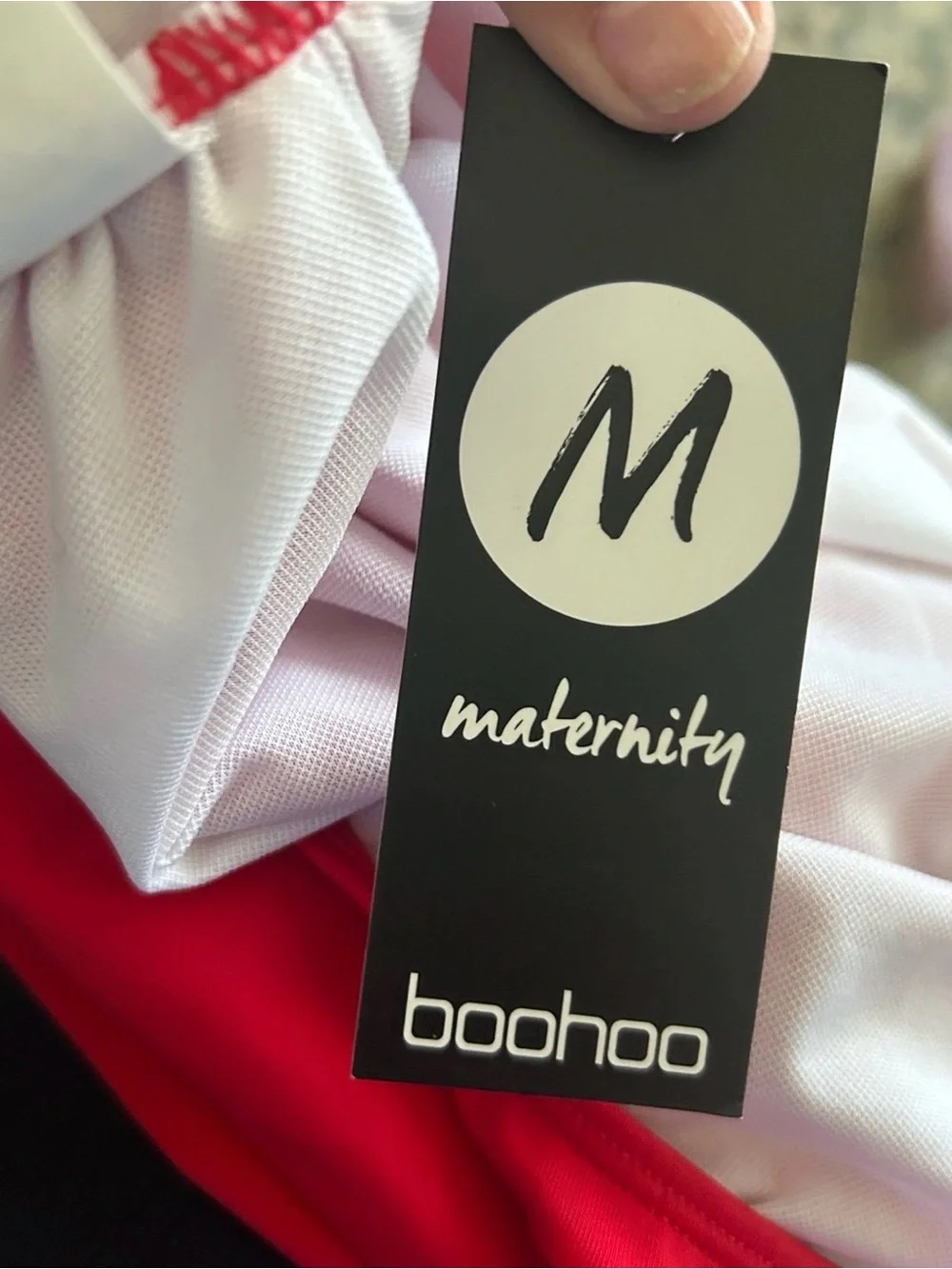 Boohoo Red Maternity One Piece Swimsuit Scoop Neck Ruched Size 6 NWT
